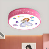 Girly Princess Pink Drum LED Flush Mount Ceiling Light Image - 7