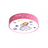 Girly Princess Pink Drum LED Flush Mount Ceiling Light Image - 8