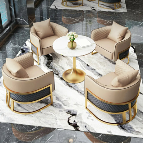 Glam Beige Faux Leather Seating Group with Pillow Image - 1