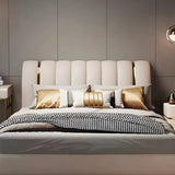 Glam Beige Rectangular Upholstered Panel Headboard Image - 1