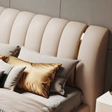 Glam Beige Rectangular Upholstered Panel Headboard Image - 4