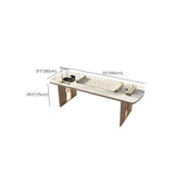 Glam Beige White Stone Drawers Sled Curved Writing Desk #size