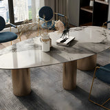 Glam Free Form Ink Smudge Stone Conference Table for 6 Image - 7