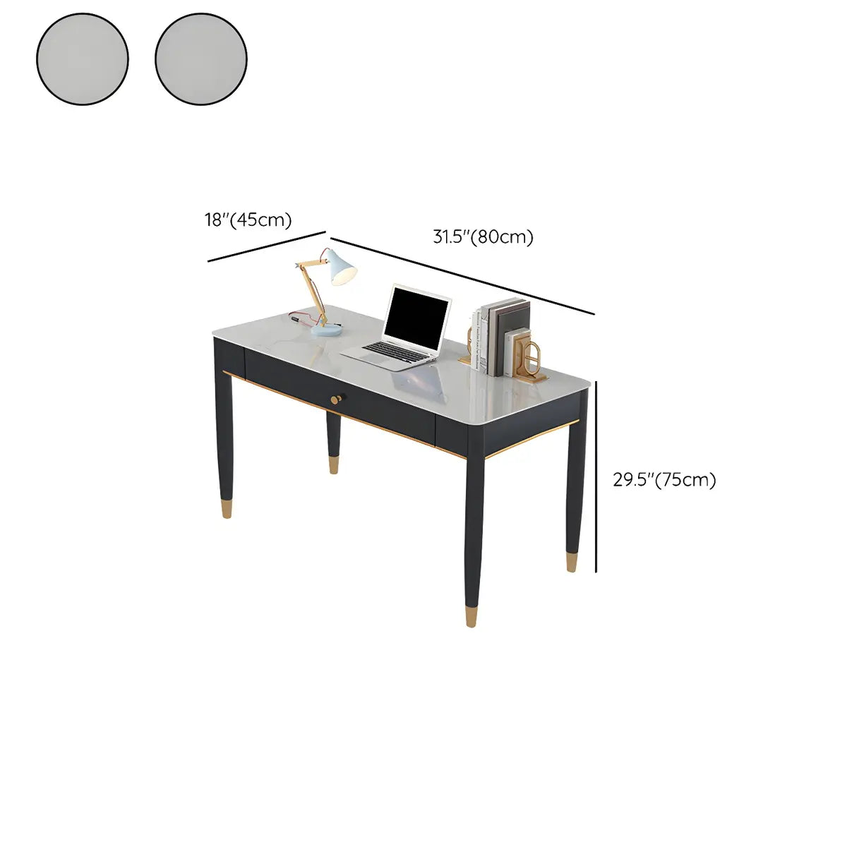 Glam Gloss White Stone Rectangle Drawers Writing Desk 