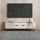 Glam Gold Rectangular Stone Drawers TV Stand with Legs Image - 2