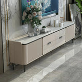 Glam Gold Rectangular Stone Drawers TV Stand with Legs Image - 5