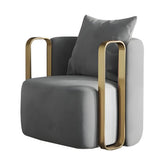 Glam Microfiber Leather Arm Chair with Pillow Back Image - 2