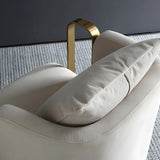 Glam Microfiber Leather Arm Chair with Pillow Back Image - 22