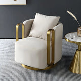 Glam Microfiber Leather Arm Chair with Pillow Back Image - 28