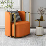 Glam Microfiber Leather Arm Chair with Pillow Back Image - 29