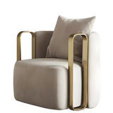 Glam Microfiber Leather Arm Chair with Pillow Back Image - 30