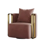 Glam Microfiber Leather Arm Chair with Pillow Back Image - 34