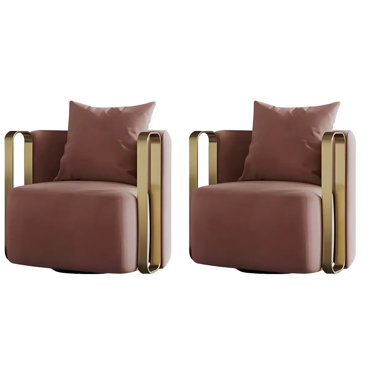 Glam Microfiber Leather Arm Chair with Pillow Back Image - 35