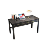 Glam Natural Finish Rubberwood Drawers Writing Desk Image - 10