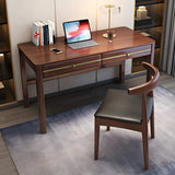 Glam Natural Finish Rubberwood Drawers Writing Desk Image - 4