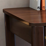 Glam Natural Finish Rubberwood Drawers Writing Desk Image - 8