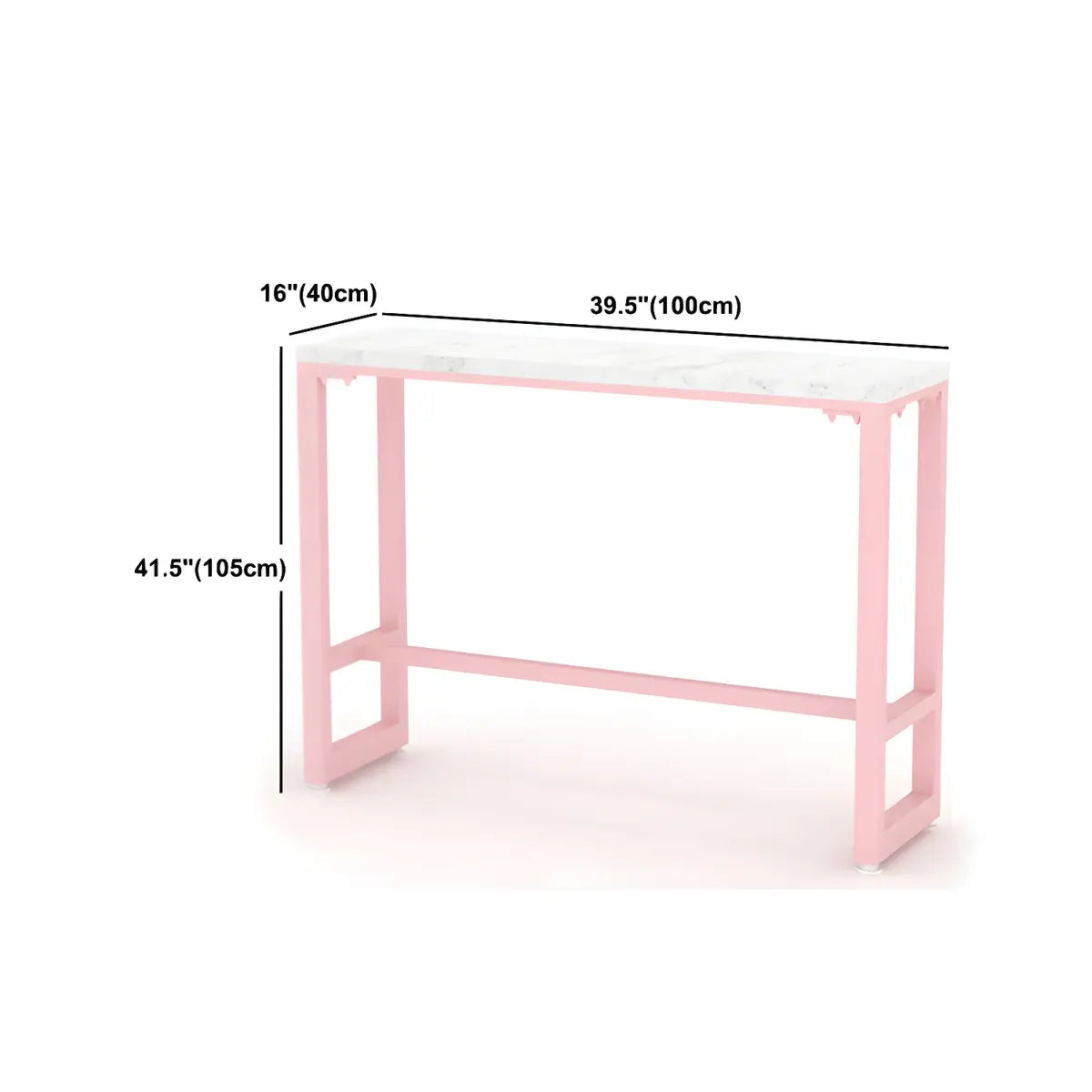 Glam Pink Rectangle Marble Long Cocktail Bar Table 