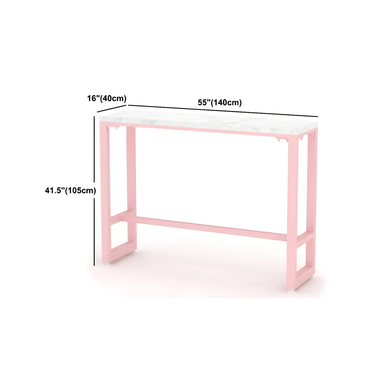 Glam Pink Rectangle Marble Long Cocktail Bar Table Image - 12