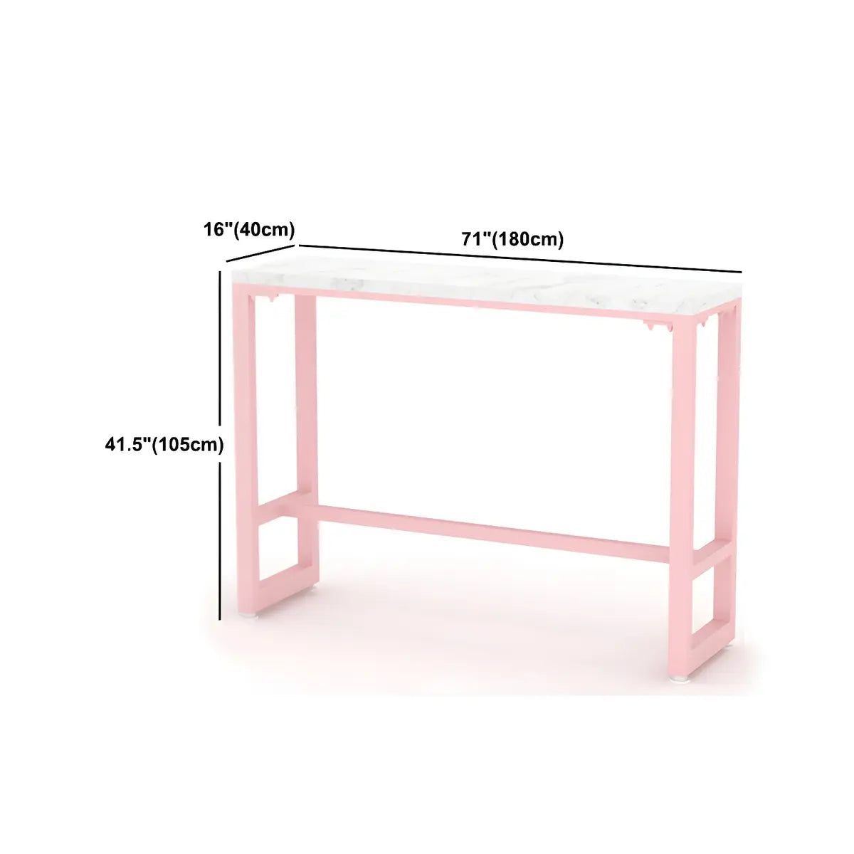 Glam Pink Rectangle Marble Long Cocktail Bar Table Image - 14