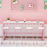 Glam Pink Rectangle Marble Long Cocktail Bar Table Image - 4