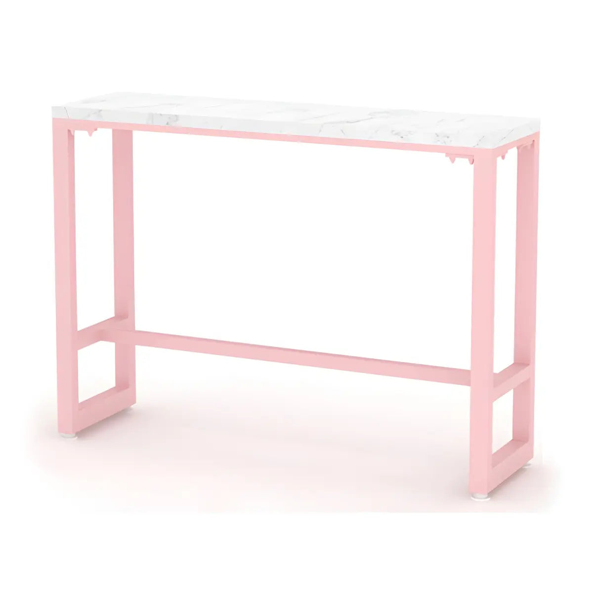 Glam Pink Rectangle Marble Long Cocktail Bar Table Image - 5