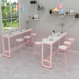 Glam Pink Rectangle Marble Long Cocktail Bar Table Image - 8