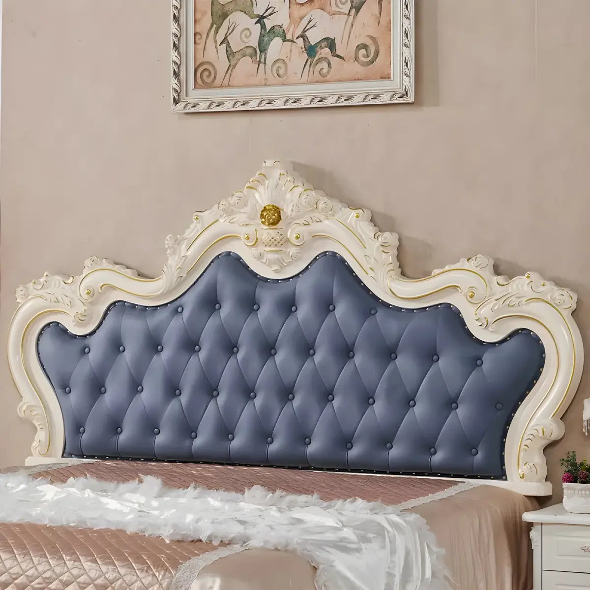 Glam Portman Tufted Queen Headboard with Nailhead Trim Image - 6