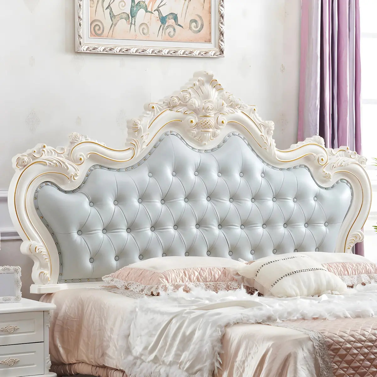 Glam Portman Tufted Queen Headboard with Nailhead Trim Image - 7