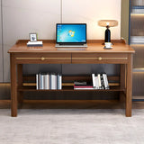 Glam Rubberwood Shelf Drawers H-Shape Writing Desk Image - 4