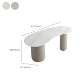 Glam Textured White Stone Free Form Drawer Writing Desk #size