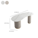 Glam Textured White Stone Free Form Drawer Writing Desk Image - 15