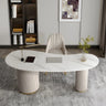 Glam Textured White Stone Free Form Drawer Writing Desk Image - 5