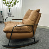 Glam Tufted Upholstered Wood Track Arms Rocking Chair Image - 1