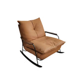 Glam Tufted Upholstered Wood Track Arms Rocking Chair Image - 7