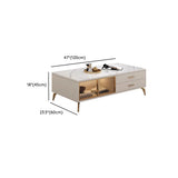 Glam White Gold Four Legs Cabinet Drawers Coffee Table #size