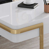 Glam White Gold Rectangle Drawers Sled Computer Desk Image - 6