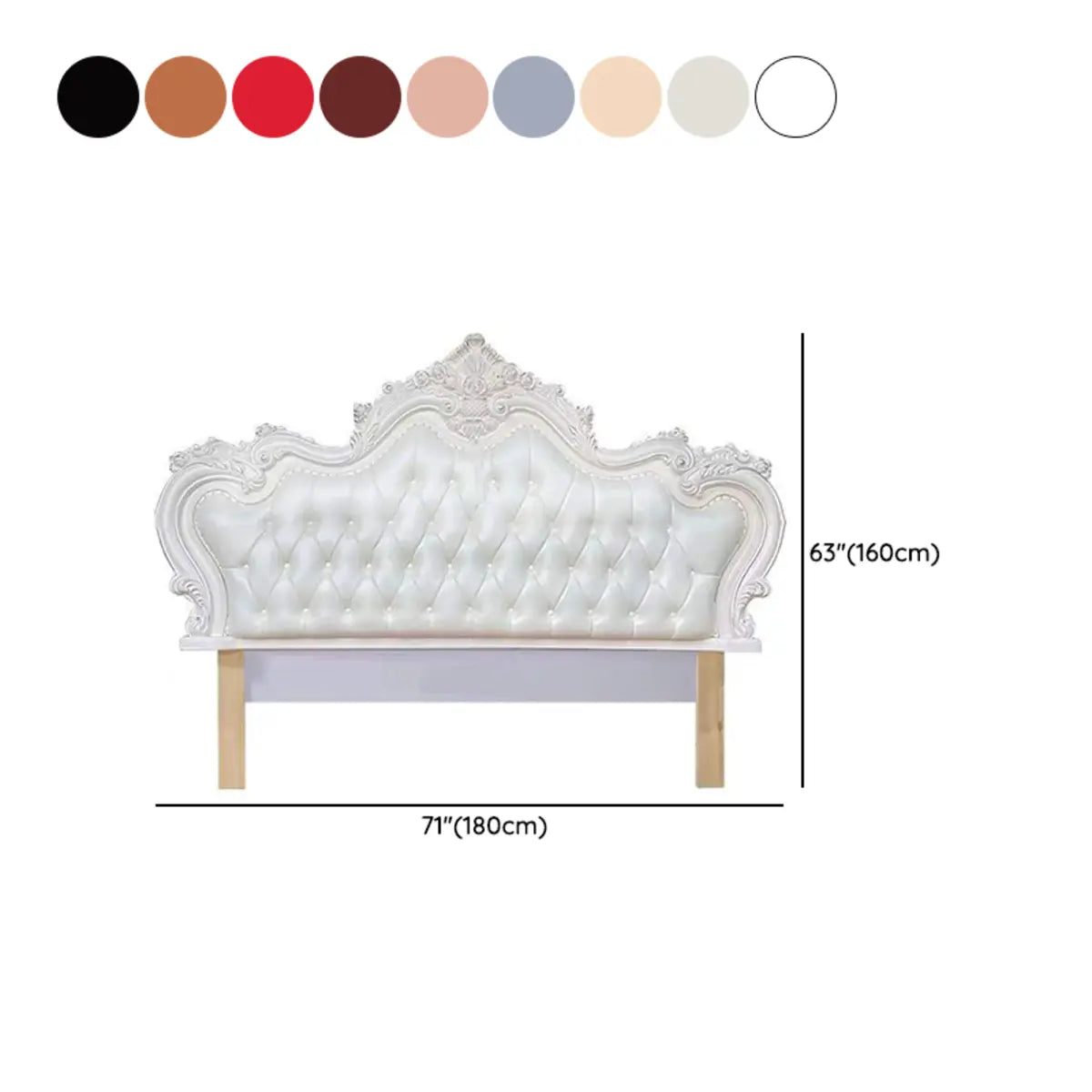 Glam White Portman Tufted Upholstered Tall Headboard 