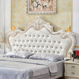 Glam White Portman Tufted Upholstered Tall Headboard Image - 2