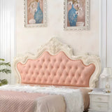 Glam White Portman Tufted Upholstered Tall Headboard Image - 3