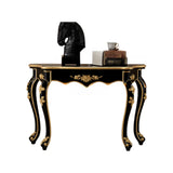 Glam Wood Free Form Black-Gold Curved Console Table Image - 10