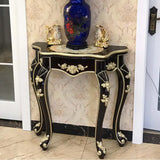 Glam Wood Free Form Black-Gold Curved Console Table Image - 15