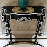 Glam Wood Free Form Black-Gold Curved Console Table Image - 22