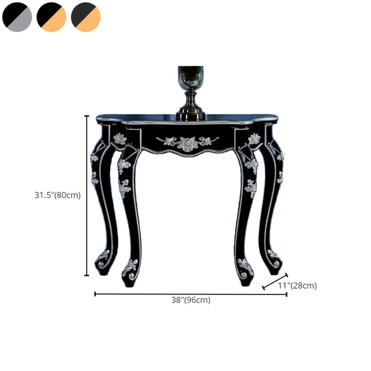 Glam Wood Free Form Black-Gold Curved Console Table Image - 26