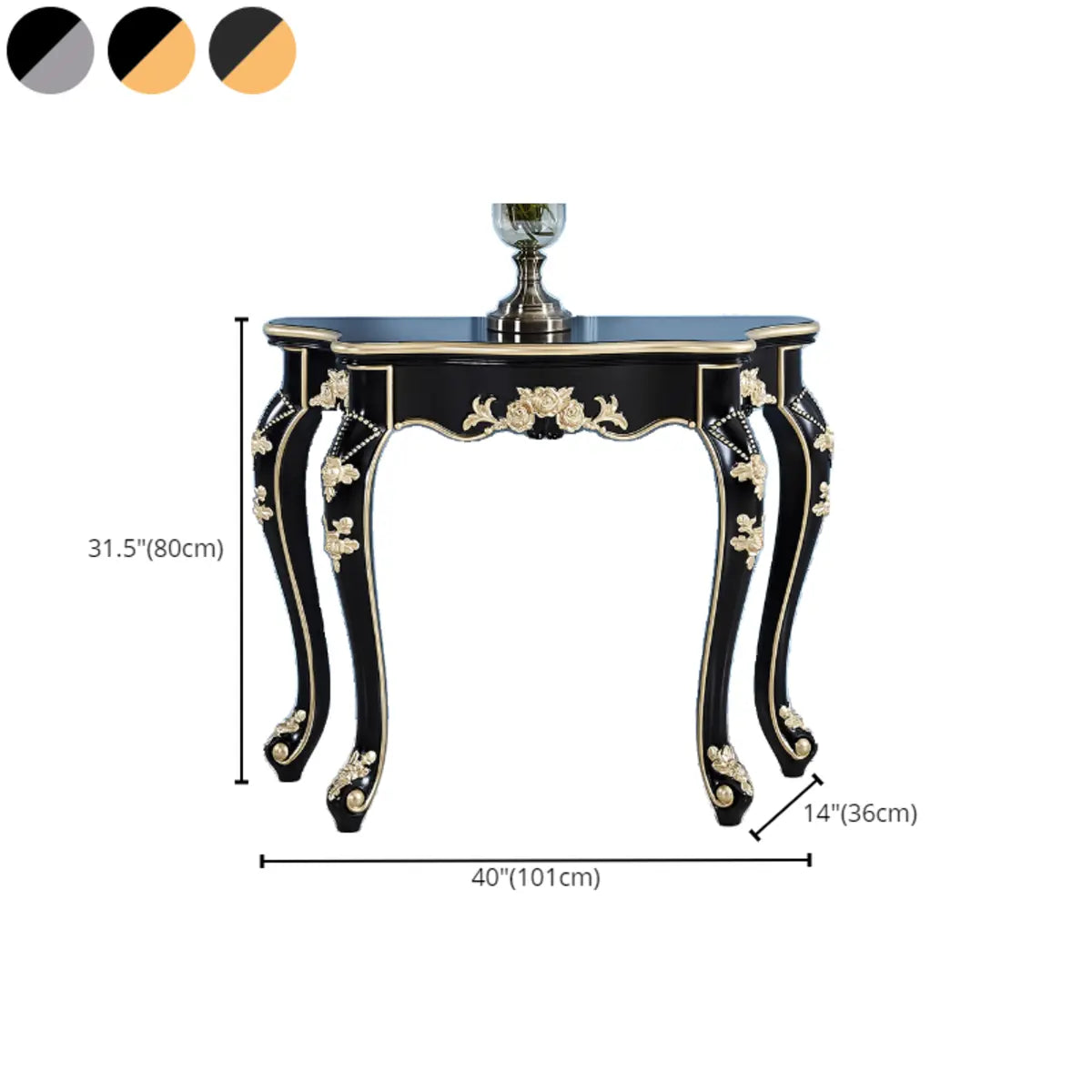 Glam Wood Free Form Black-Gold Curved Console Table Image - 27