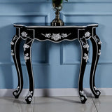 Glam Wood Free Form Black-Gold Curved Console Table Image - 5