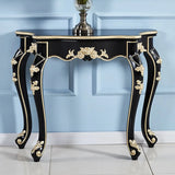 Glam Wood Free Form Black-Gold Curved Console Table Image - 9