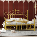 Glamorous Gold Metal Queen Open-Frame Bed with Headboard Image - 1