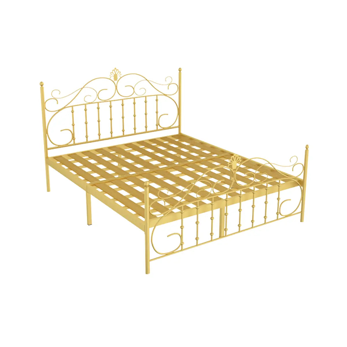 Glamorous Gold Metal Queen Open-Frame Bed with Headboard Image - 5