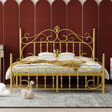 Glamorous Gold Metal Queen Open-Frame Bed with Headboard Image - 6