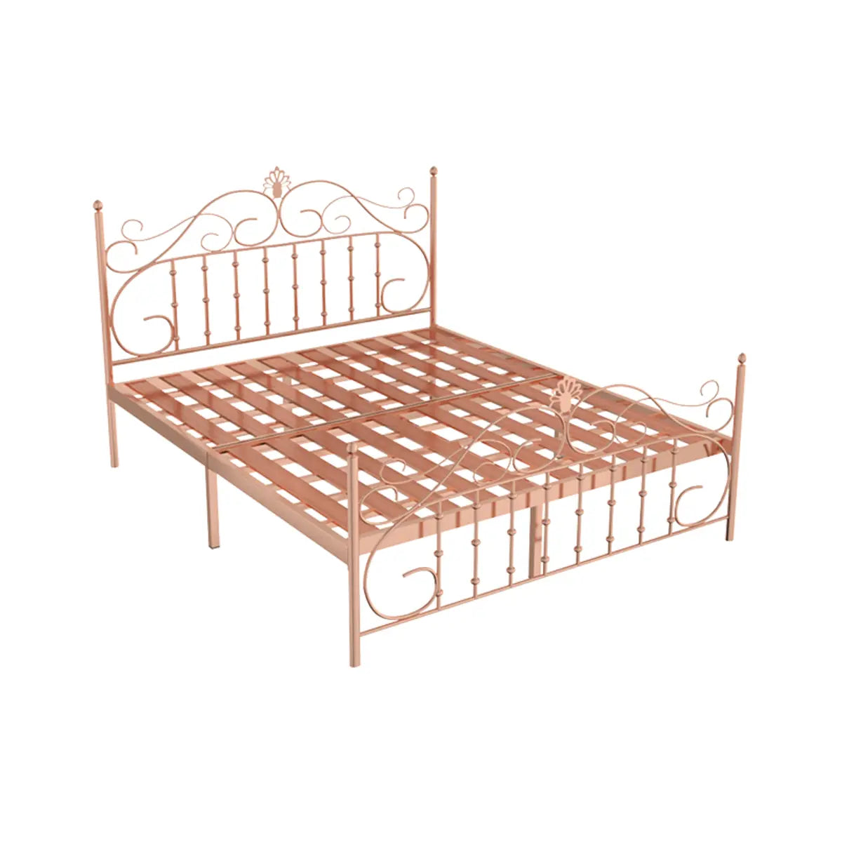 Glamorous Gold Metal Queen Open-Frame Bed with Headboard Image - 7